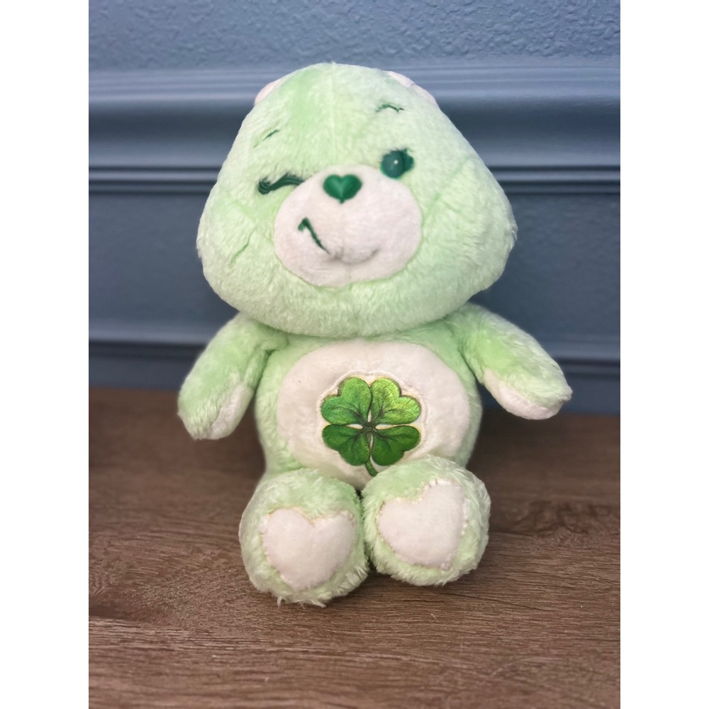 Care Bears Good Luck Bear Plush Green Winking Four Leaf Clover Stuffed Animal